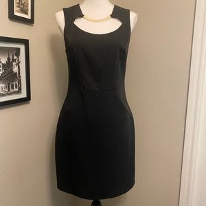 Bebe Black Cocktail Gold Neckless Detail Dress Size 8 Pre Loved